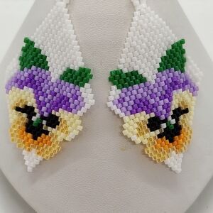 Handmade beaded Pansy earrings
